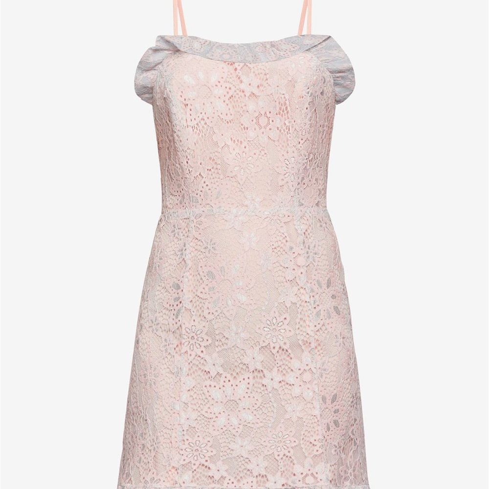 BCBGeneration Ruffle Hem Mini Lace Sheath Dress - Picture 5 of 8